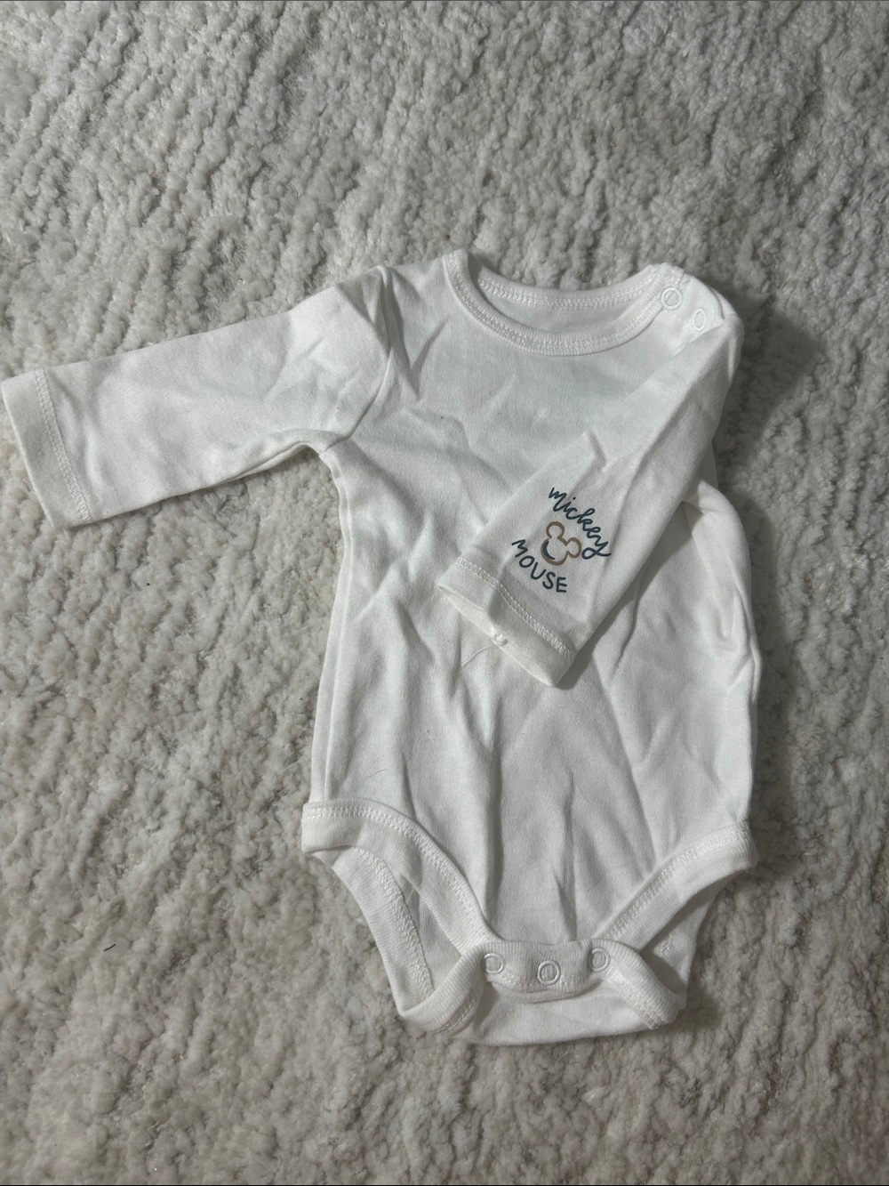 Disney White Long-Sleeve Baby One-Piece Bodysuit